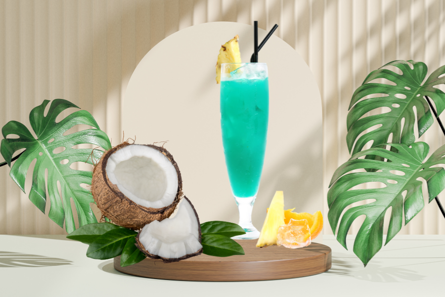 Blue colada cocktail